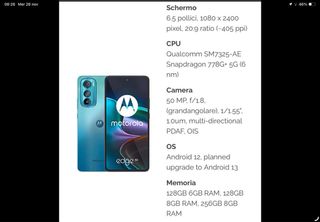 Motorola Edge 30 8/128 medio gamma snapdragon 780
