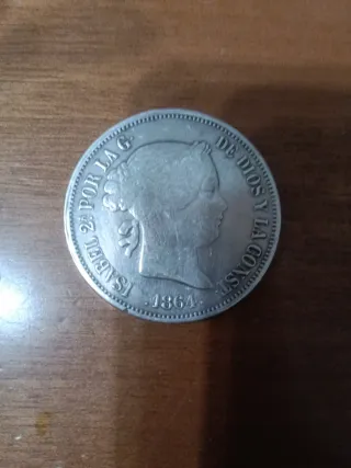 Moneda Plata Isabel II 1864