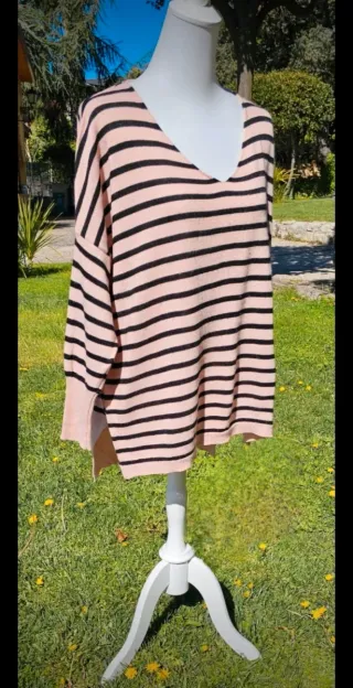 Delicioso jersey over fluido irregular rosa palo