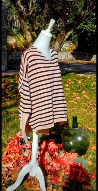 Delicioso jersey over fluido irregular rosa palo