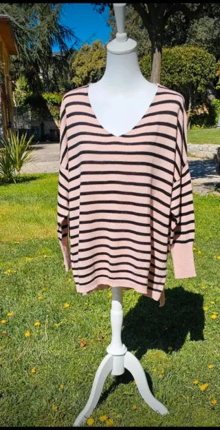 Delicioso jersey over fluido irregular rosa palo