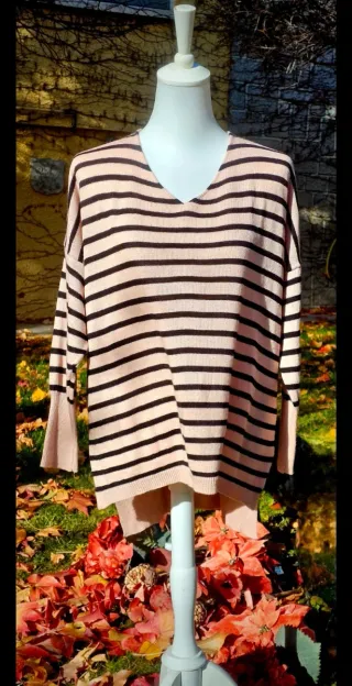 Delicioso jersey over fluido irregular rosa palo