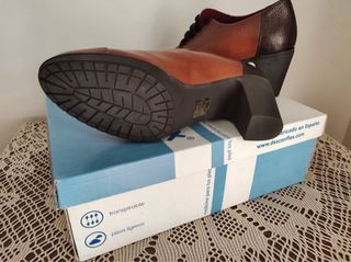 Botín tacón cuero marrón Descansflex
