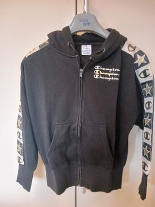Felpa Champion zip nera con stelle oro XS