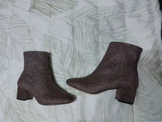 Botines mujer rosas brillantes