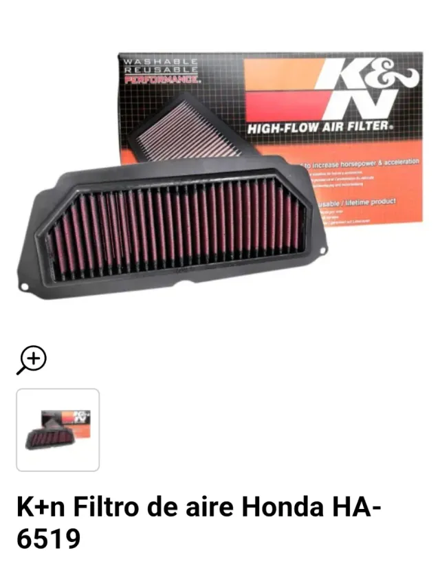 FILTRO DE AIRE K&N HA-6519 NUEVO PARA HONDA