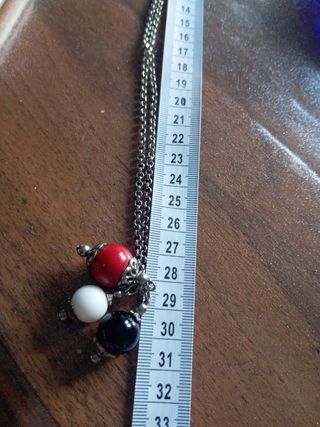 Collana vintage perle rosse, bianche, nere