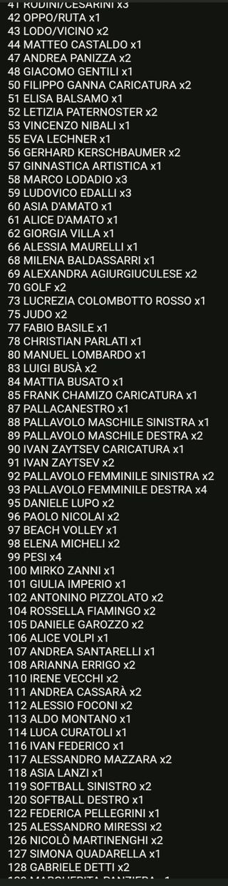 Figurine Esselunga super champs Tokyo 2020 mancoli