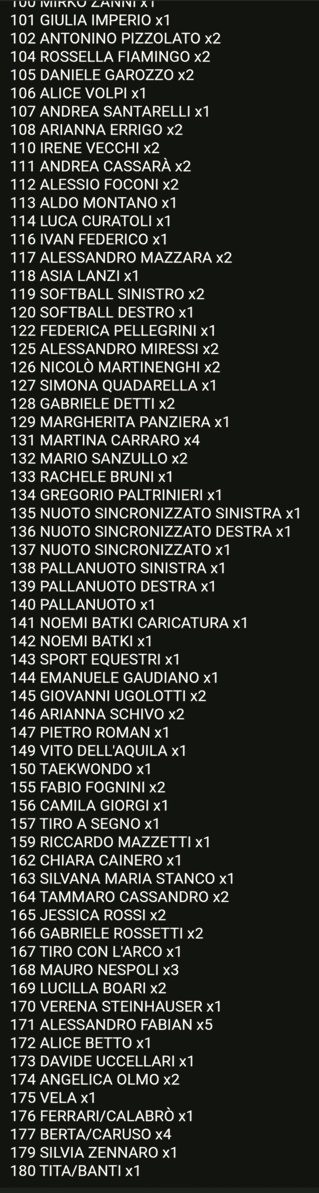 Figurine Esselunga super champs Tokyo 2020 mancoli