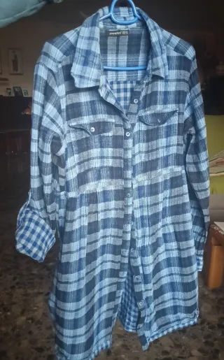 Camisa-vestido Atmosphere cuadros azul, con bolsil