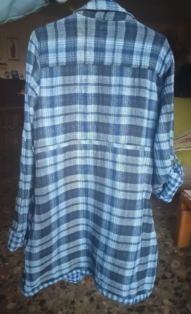 Camisa-vestido Atmosphere cuadros azul, con bolsil