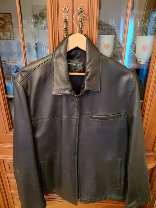 Cazadora Cuero Springfield Hombre Negra