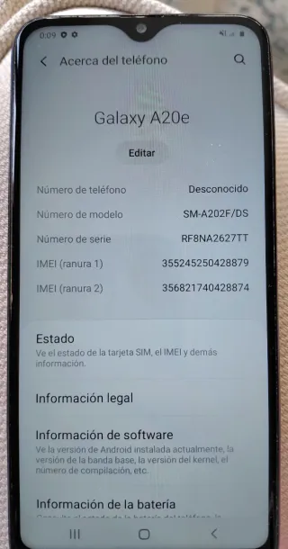 Móvil Samsung Galaxy A20e Azul SÓLO ENVIO