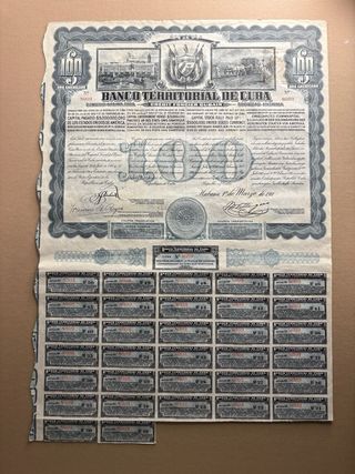 Banco Territorial de Cuba. crédito de oro 1911