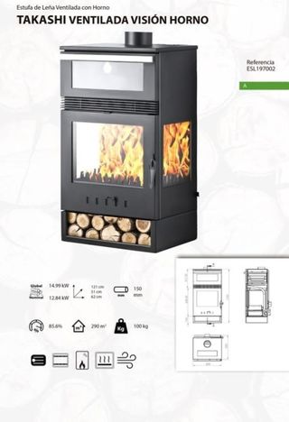 Estufa leña con horno TAKASHI  MAD2027