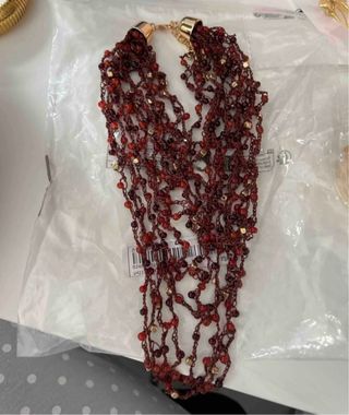 Collar Crochet Hecho a Mano Marrón Naranja