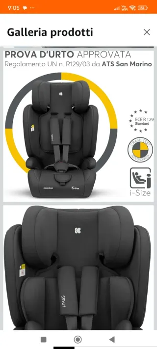 Seggiolino auto Kikka Boo i-PASS da 0/36kg nuovo