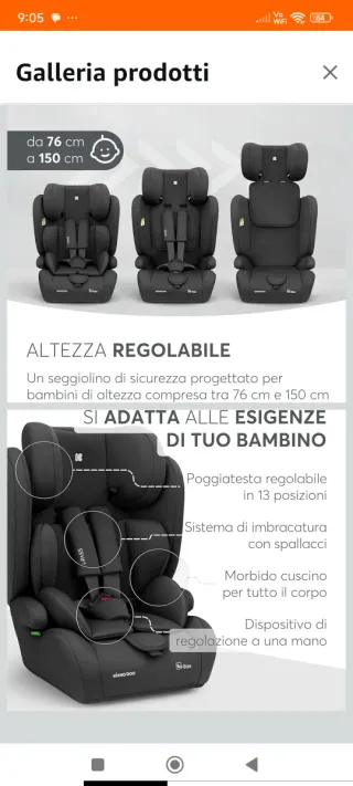 Seggiolino auto Kikka Boo i-PASS da 0/36kg nuovo