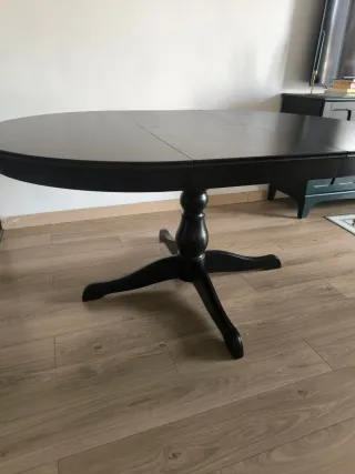 Mesa redonda extensible madera negra