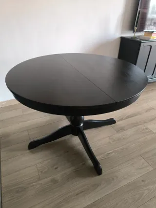 Mesa redonda extensible madera negra