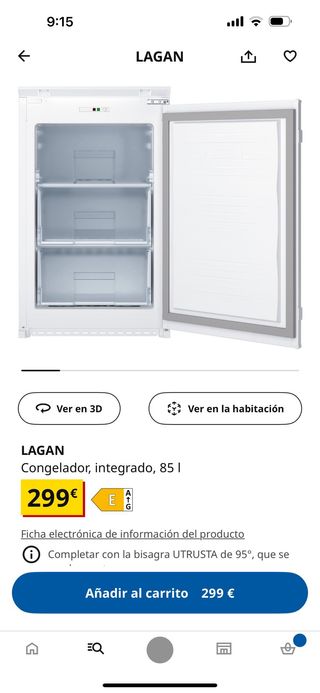 Congelador Integrado Lagan Ikea nuevo