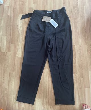 Pantalón mujer negro talla L con cinturón