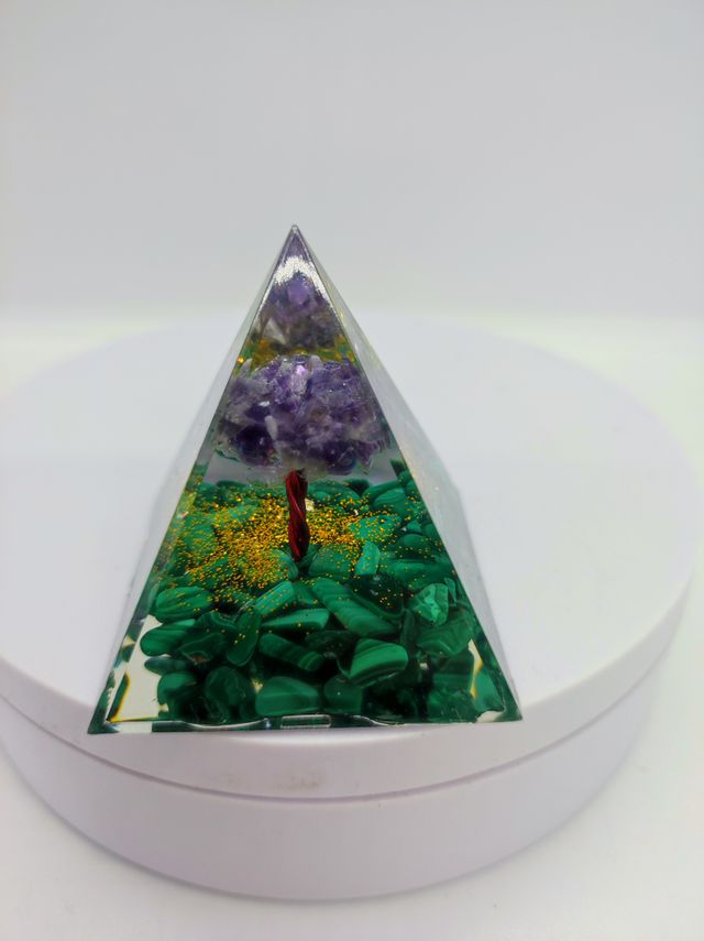 Piramide Zen Malachite Ametista
