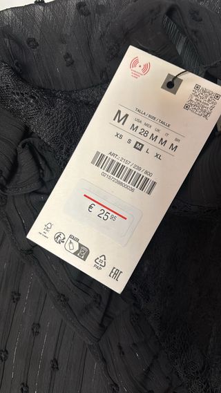 Blusa Zara Negra Talla M - Sin Estrenar