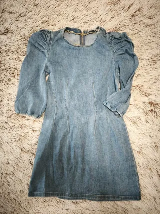 Vestido vaquero mujer manga abullonada