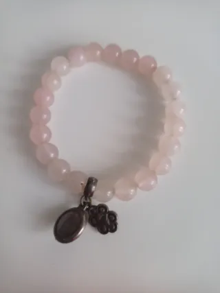 Braccialetto donna quarzo rosa con ciondoli