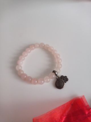 Braccialetto donna quarzo rosa con ciondoli