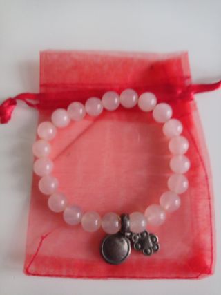 Braccialetto donna quarzo rosa con ciondoli