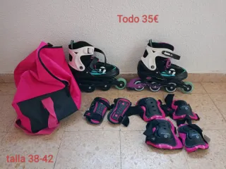 Patines en línea talla 38-42 + bolso y proteccione