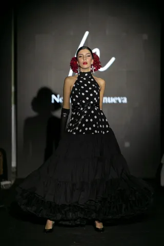 Vestido Flamenca Negro Lunares