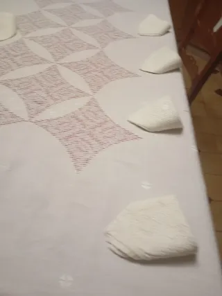 Mantelería bordada a mano Lino Lagartera desilada