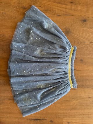 Falda tul niña lentejuelas azul y dorado