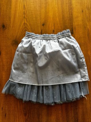 Falda tul niña lentejuelas azul y dorado