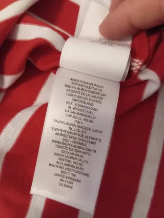 T-shirt Polo Ralph Lauren righe rosse bianche M