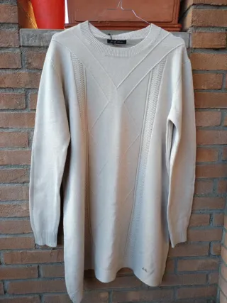 Maglione donna beige lungo
