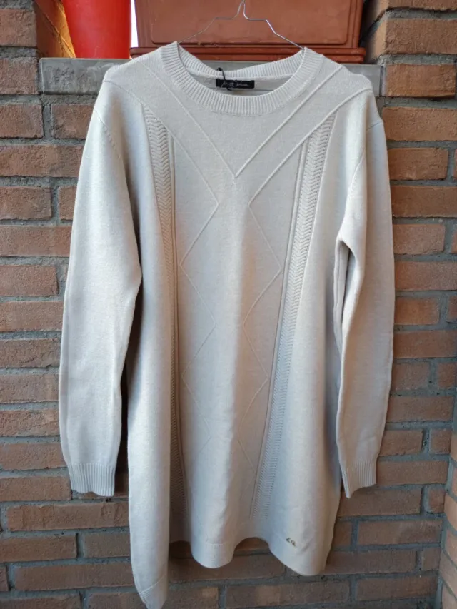 Maglione donna beige lungo