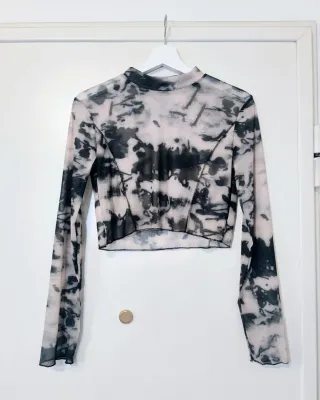 Crop top malla estampado M