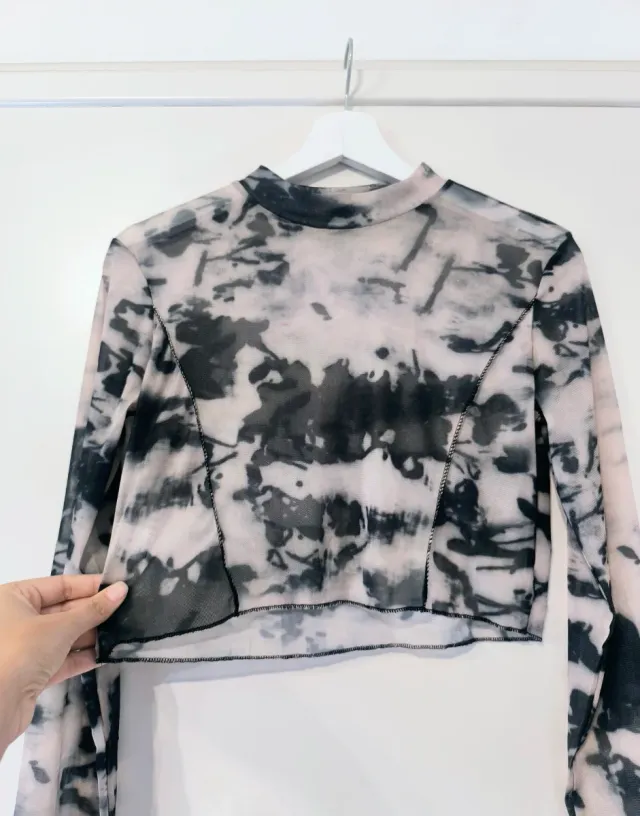 Crop top malla estampado M