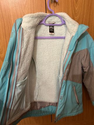 Abrigo niña impermeable azul y gris, 10 años