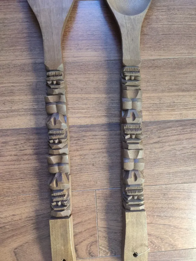 Cuchara y Tenedor de Madera Decorados