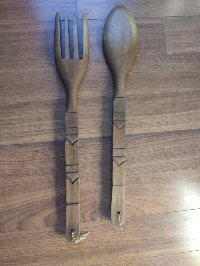 Cuchara y Tenedor de Madera Decorados