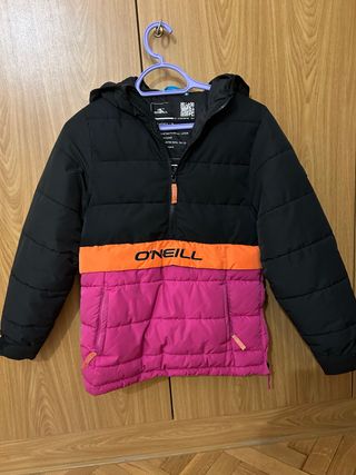 Abrigo O'Neill niña negro y rosa, talla 10-12