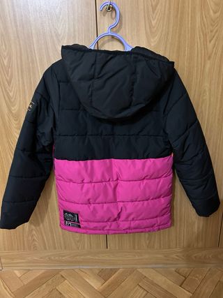 Abrigo O'Neill niña negro y rosa, talla 10-12