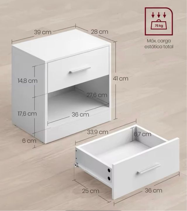 Confezione di 2 comodini bianchi