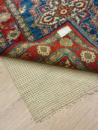 Auténtica alfombra persa, colores azul y rojo