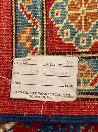 Auténtica alfombra persa, colores azul y rojo